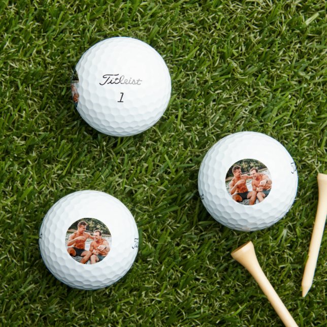 Custom Photo Groomsmen Gift Golf Simple Modern Balls (Insitu Grass)