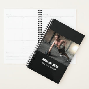 Custom photo gym business grey planner