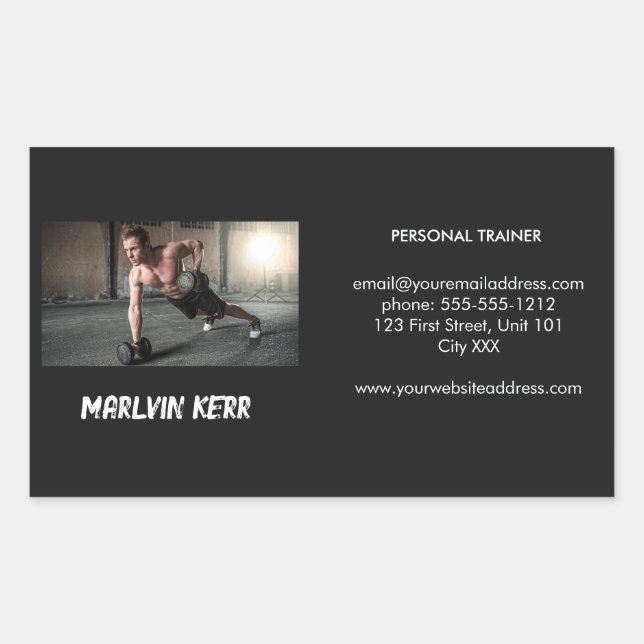 Custom photo gym business grey sticker (Front)