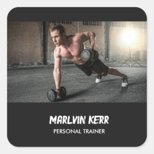 Custom photo gym grey square sticker