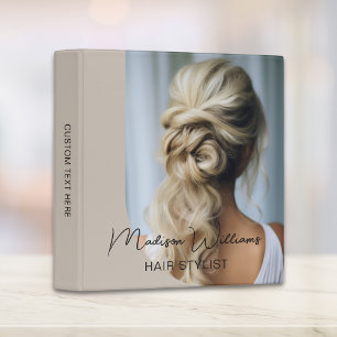 Custom Photo Hair Stylist Business Beige Binder