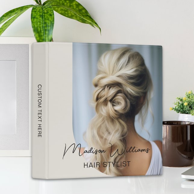Custom Photo Hair Stylist Business Neutral Binder (Custom Photo Hair Stylist Business Neutral 3 Ring Binder)
