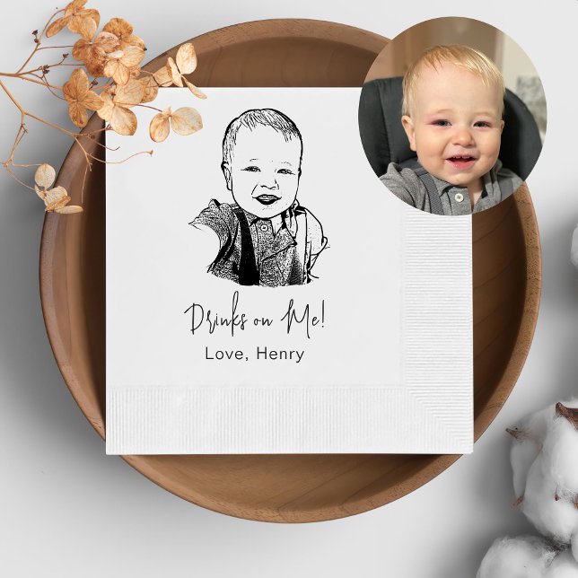Custom Photo Hand Drawing Personalized Drink On Me Napkin (Creator Uploaded)