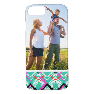 Custom Photo Hand Drawn Teal Zig Zag Pattern iPhone 8/7 Case
