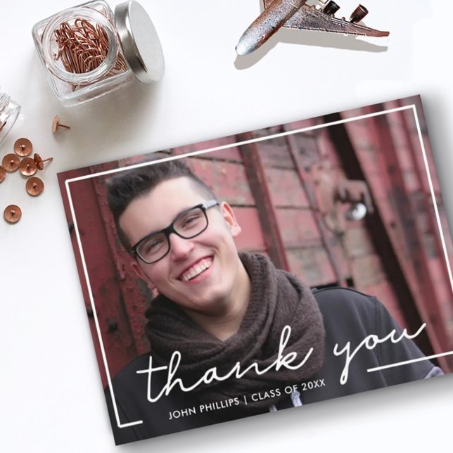 Custom Photo Hand Lettered Graduation Thank You Postcard (Creator Uploaded)