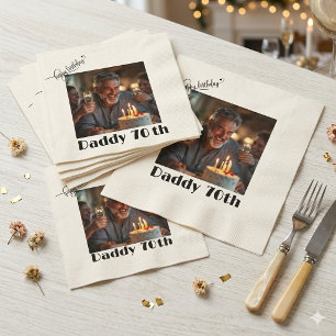 Custom Photo Happy 70th Birthday Paper Napkin