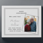 Custom Photo Happy Anniversary Grandparent Plaque<br><div class="desc">Happy Anniversary Plaque.  Family Names.  Personalized.  Photo.    Grandparent anniversary gift.</div>