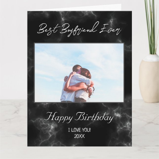 Custom Photo Happy Birthday Best Boyfriend Ever Card (Front)
