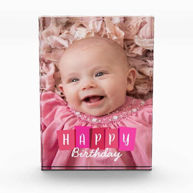 Custom Photo Happy Birthday Block (Front)