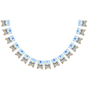 Custom Photo Happy Birthday Bunting Flags and Text