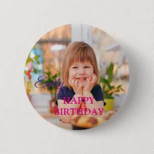 Custom Photo Happy Birthday Personalize Chocolate  2 Inch Round Button
