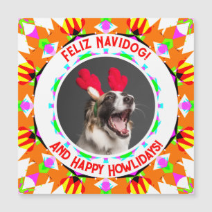 Custom Photo Happy Christmas Dog Mom Dad Magnet