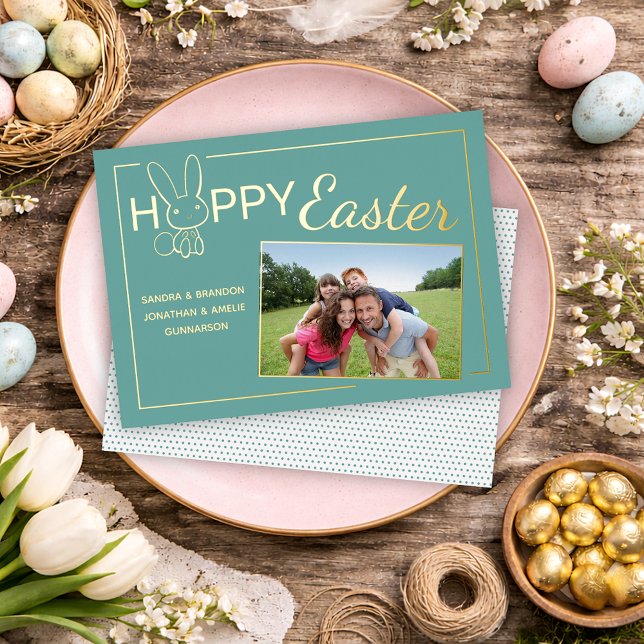 Custom Photo Happy Easter Bunny Foil Greeting Card (Creator Uploaded)