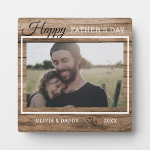 Custom Photo Happy Father's Day Rustic Wood   Plaque