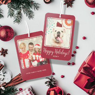 Custom Photo Happy Holidays Red Two Side Gift Air Freshener