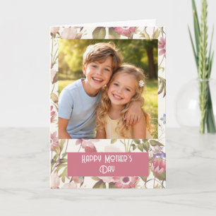 Custom Photo Happy Mother’s Day Card Soft Floral