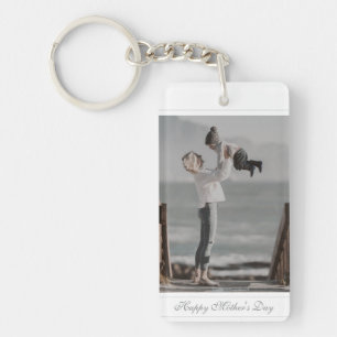 Custom photo Happy Mother's Day script baby Keychain