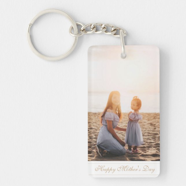 Custom photo Happy Mother's Day script Keychain (Front)