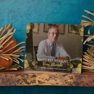 Custom Photo Happy Retirement Gold Confetti Plaque