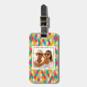 Custom Photo Harlequin vintage pattern Luggage Tag
