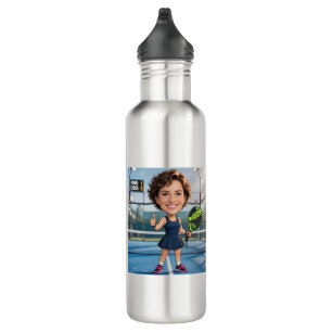 Custom Photo Head Padel/Pickleball Player Caricatu 710 Ml Water Bottle