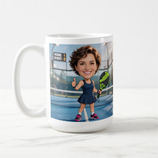 Custom Photo Head Padel/Pickleball Player Caricatu Coffee Mug