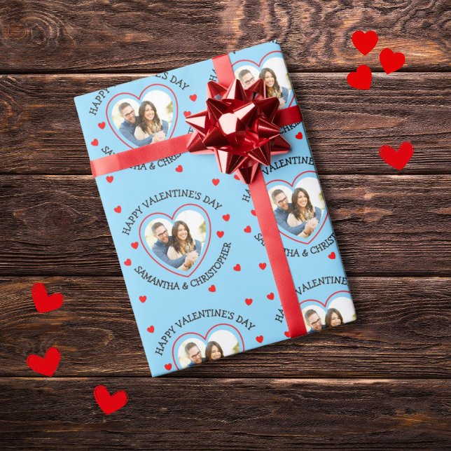 Custom photo heart and names wrapping paper (Creator Uploaded)