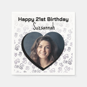 Custom Photo Heart Art Birthday Party Template Nap Napkin