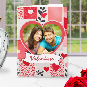 Custom Photo Heart Frame Valentine's Day Holiday Card