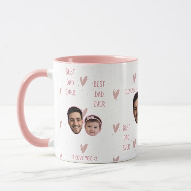 Custom Photo Heart Pattern Mug for Father's Day (Left)
