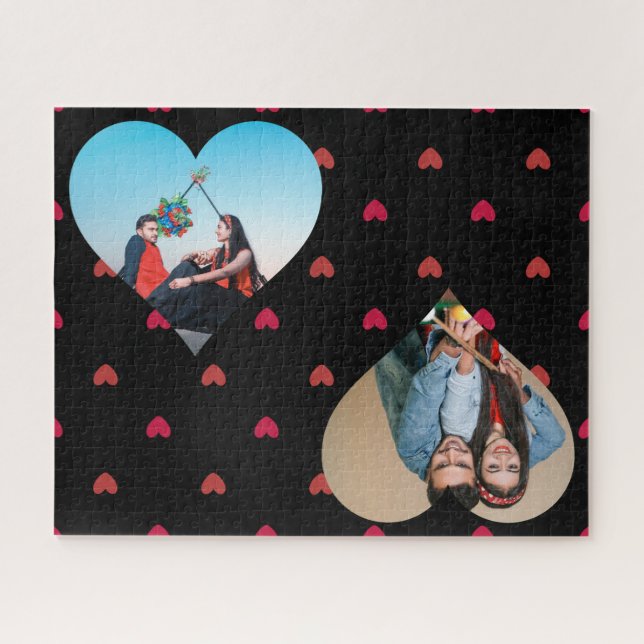 Custom Photo Hearts Valentine's Jigsaw Puzzle (Horizontal)