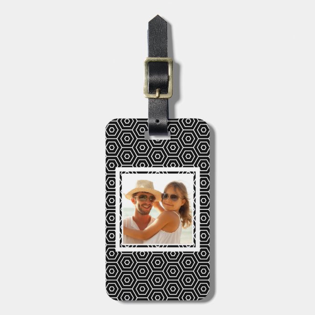 Custom Photo Hexagons texture geometric pattern Luggage Tag (Front Vertical)