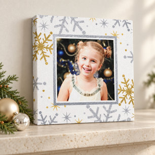 Custom Photo Holiday Art Snowflake Design Canvas Print