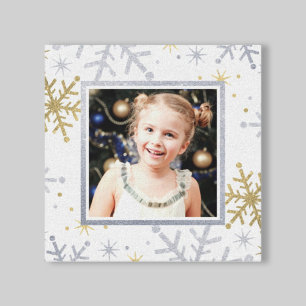 Custom Photo Holiday Art   Snowflake Design Canvas Print