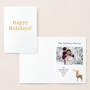 Custom Photo Holiday & Deer Foil Card