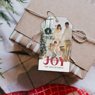 custom Photo Holiday JOY Christmas Gift Tags