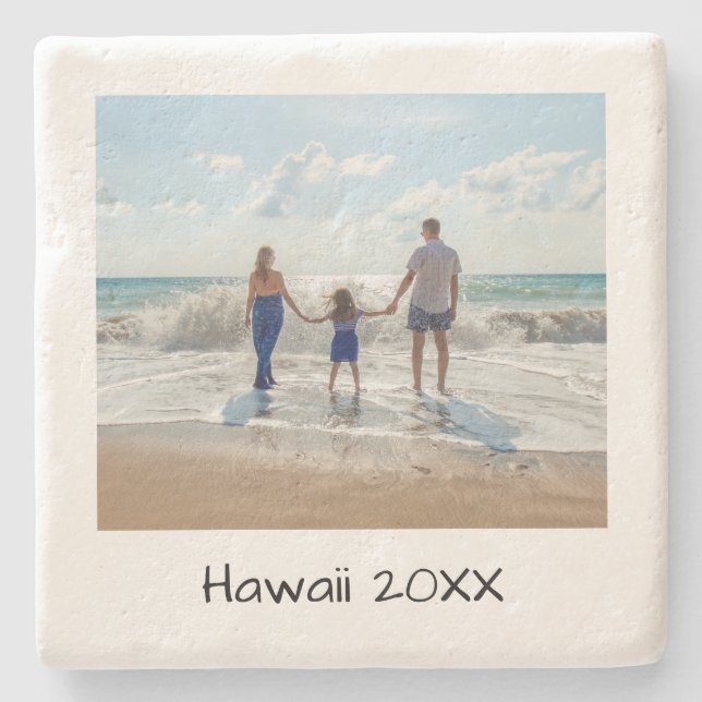 Custom Photo Holiday Travel Memories Personalized Stone Coaster (Front)