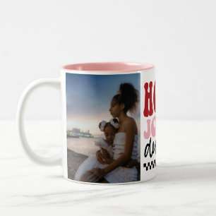 Custom Photo Holly Jolly Auntie Retro Christmas Two-Tone Coffee Mug