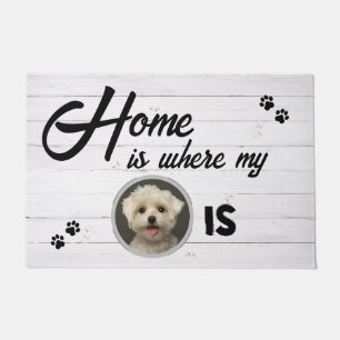 Custom Photo Home is Where My Dog is Doormat