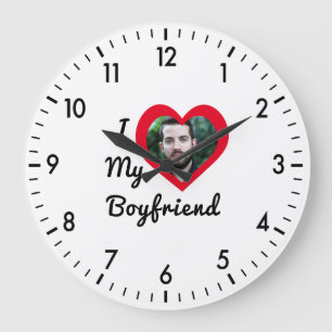 Custom Photo I Love My Boyfriend Bae Personalized Large Clock