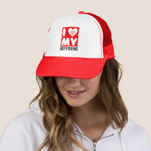 CUSTOM PHOTO I LOVE MY BOYFRIEND RELATIONSHIP GIFT TRUCKER HAT