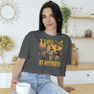 Custom Photo I Love My Boyfriend Vintage Bootleg T-Shirt