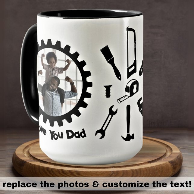 Custom Photo I love you Dad Woodworking Tools Mug (Creator Uploaded)