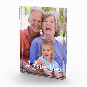 Custom Photo I love you script Block