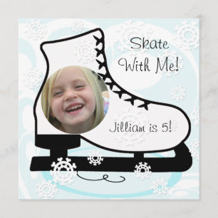 Custom Photo Ice Skating Birthday Invitations