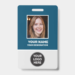 Custom Photo ID Name Badge with Logo and Barcode 