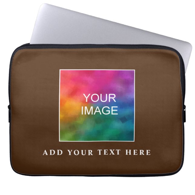 Custom Photo Image Elegant Brown Template Best Laptop Sleeve (Front)