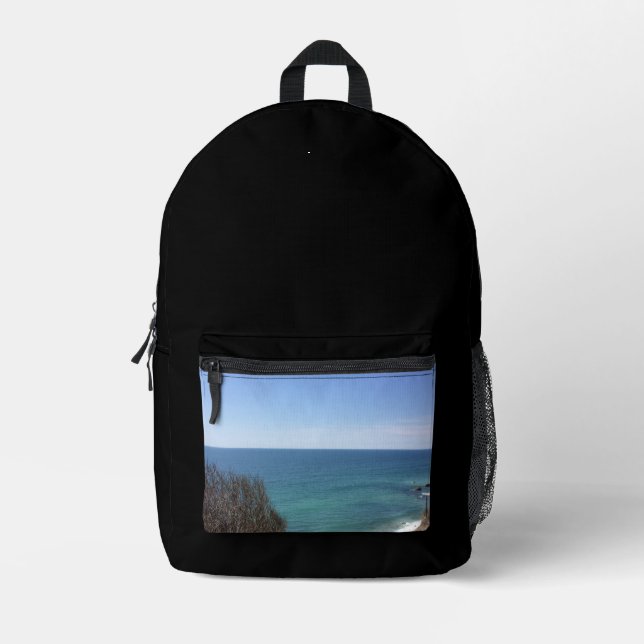 Custom photo image picture black personalized printed backpack (Front)