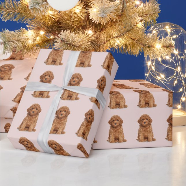 Custom photo image picture logo pattern blush pink wrapping paper (Holidays)