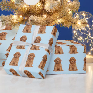 Custom photo image picture logo pattern light blue wrapping paper